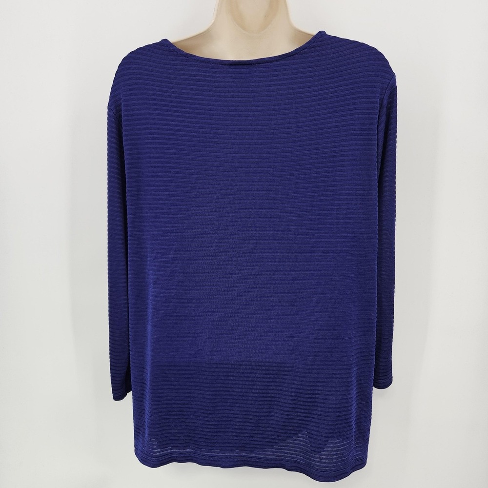 Chico's Travelers Top Women 3 XL Blue‎ Textured Ribbed Tunic Travel Minimalist - Picture 3 of 11
